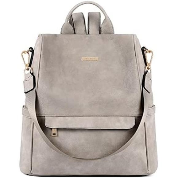 Women Backpack Purse Fashion Leather Two-toned Vintage Gray